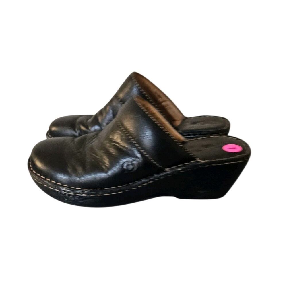 Born Black Leather Clogs Open Back Size 10